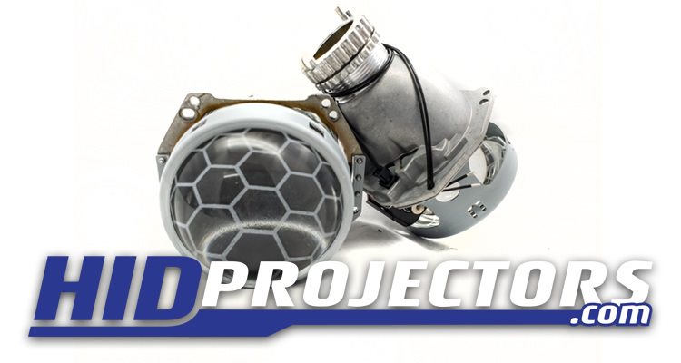 D2S projector headlights with custom honeycomb etched lens - pair