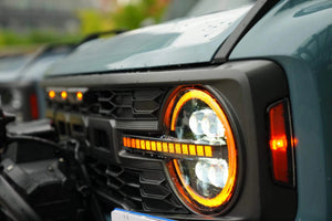 21 - 25 Ford Bronco Archaic LED Projector Headlights with White & Amber DRL - HIDprojectors