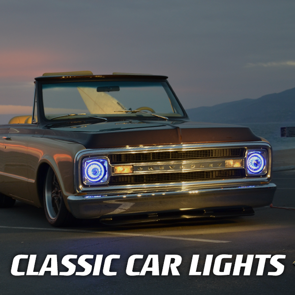 Classic car menu image - vintage vehicle LED headlight retrofits
