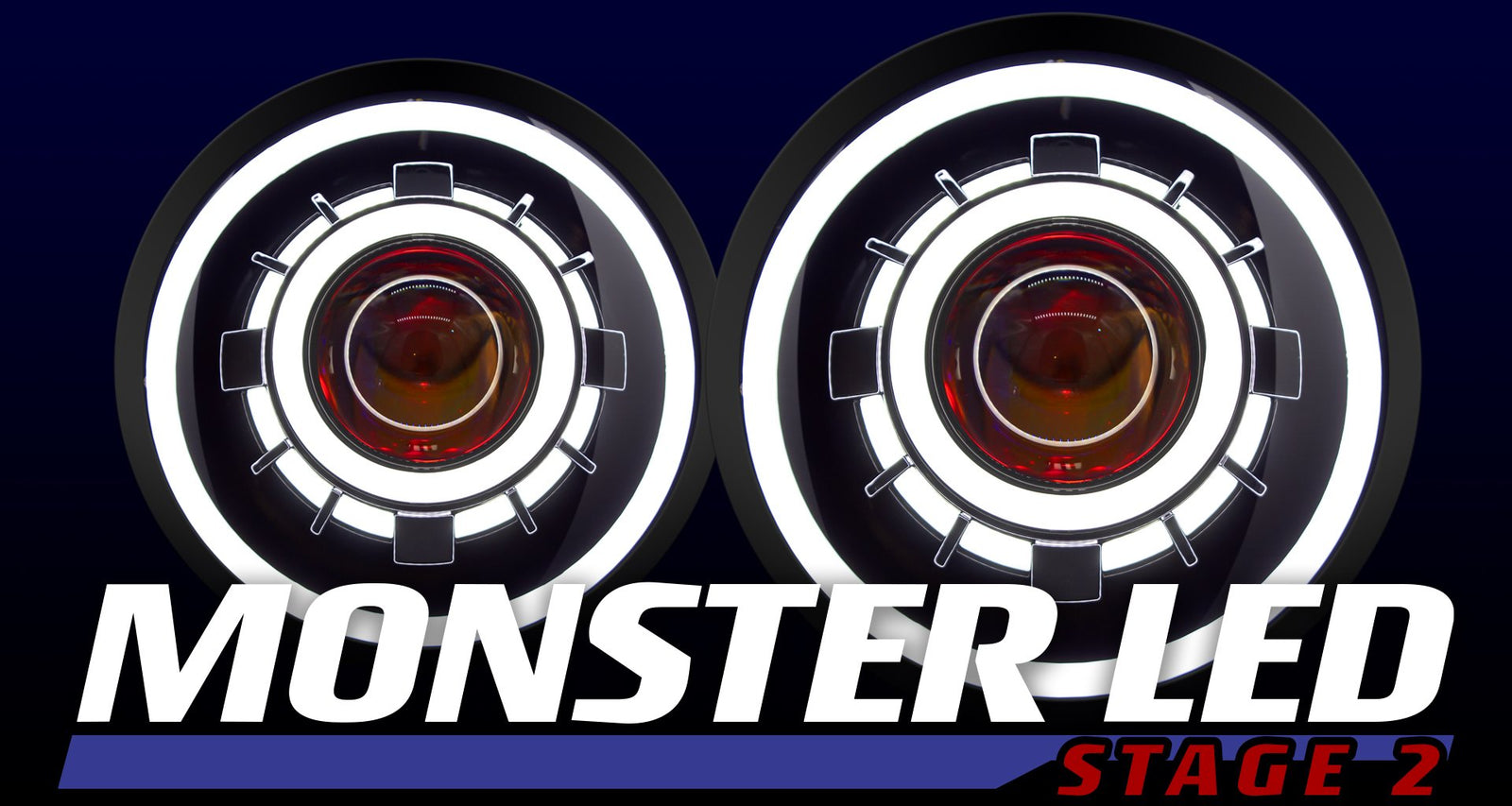 Monster Stage 2 LED projector headlights - white housing custom build

