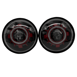 Clearance custom Red and Black Punisher Halo headlights! 7" - HIDprojectors