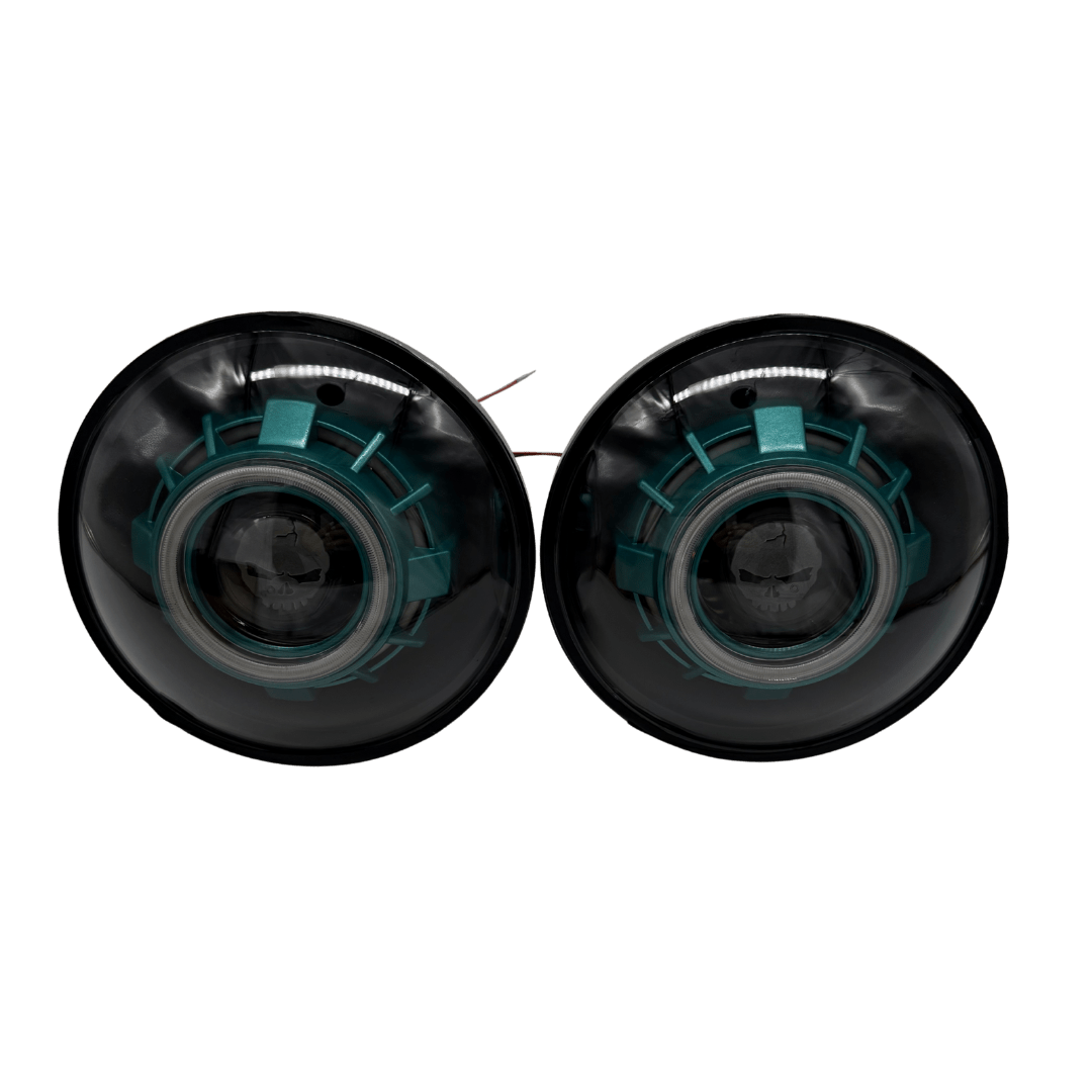 Clearance custom teal Skull headlights! 7&quot; - HIDprojectors