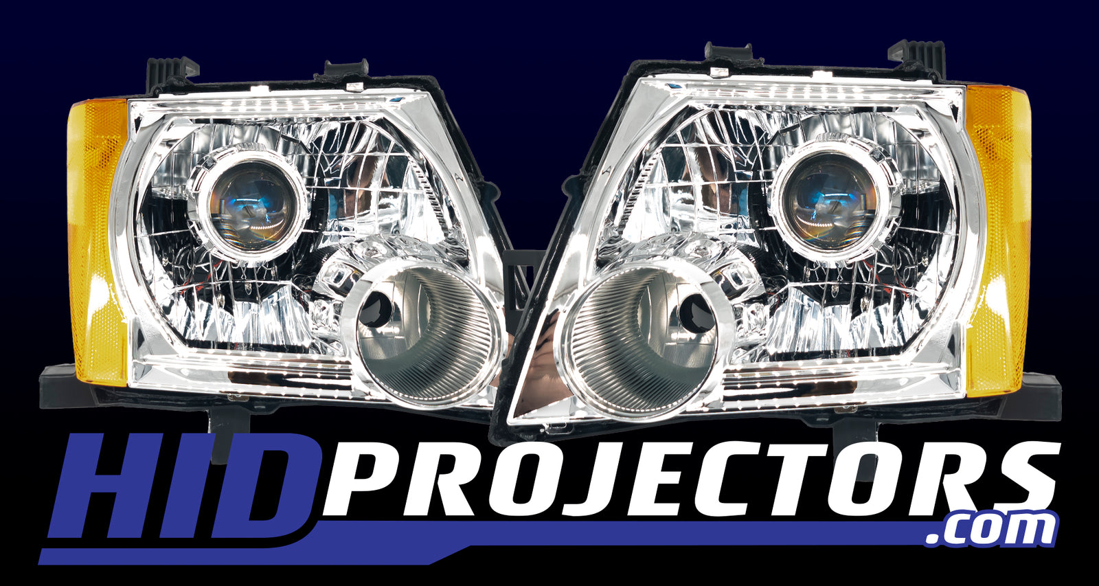 Custom LED headlights for 2005-2015 Nissan Xterra - Stage 1 chrome upgrade
