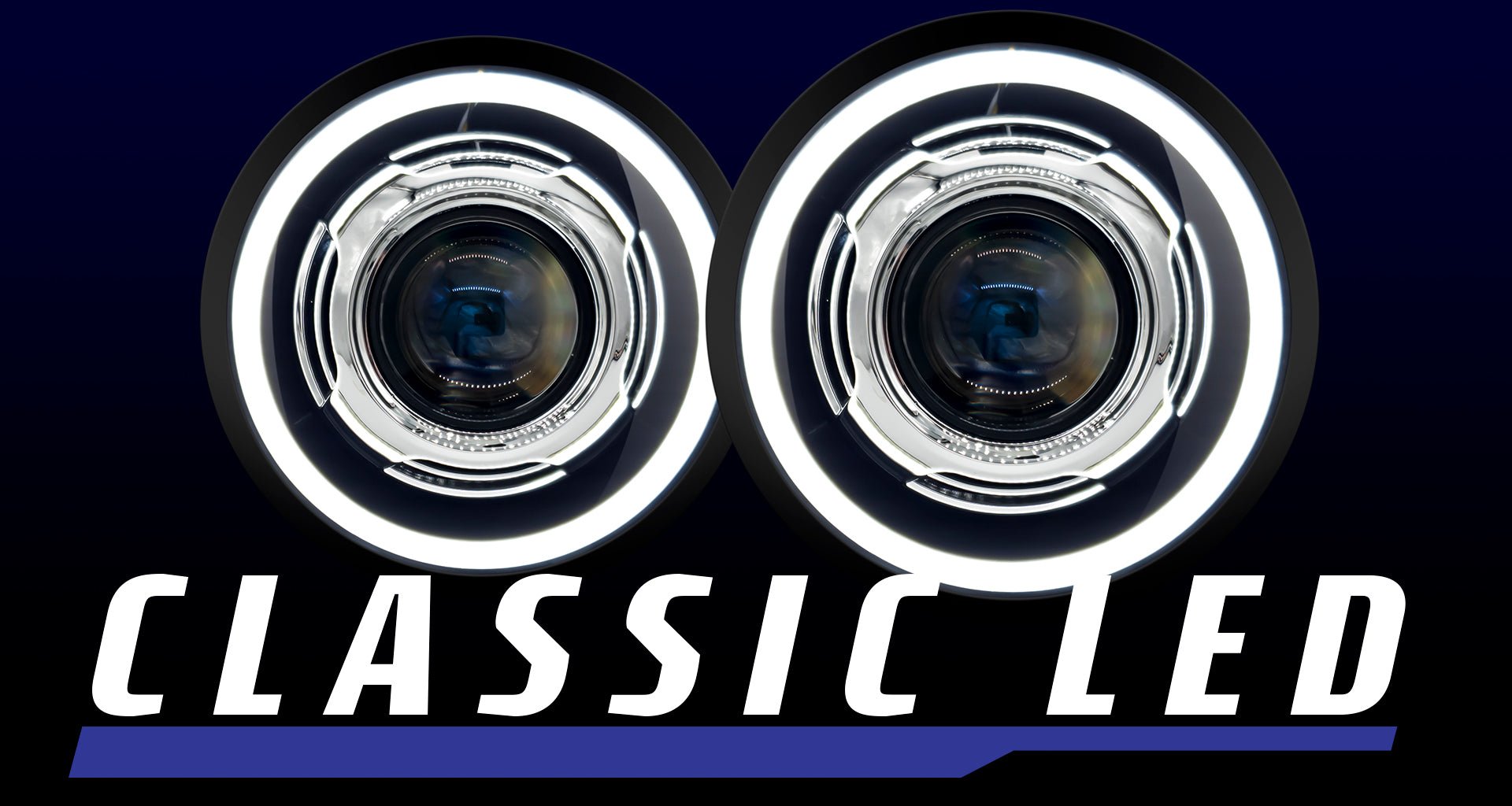LAND ROVER 7 LED HEADLIGHTS X 2 Chrome 50W E MARKED - WITH DRL & HALO LAND ROVER 7 LED HEADLIGHTS X 2 Chrome 50W E MARKED - WITH DRL & HALO