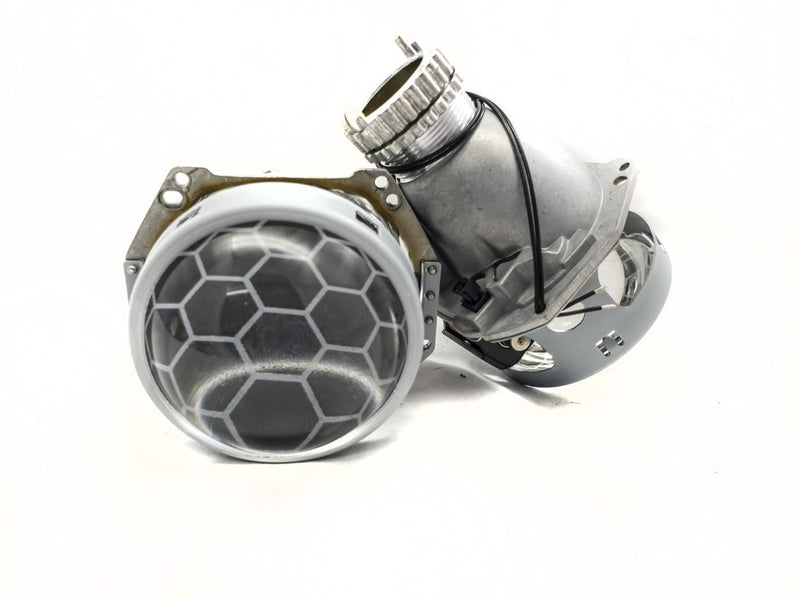 D2S projector headlights with custom honeycomb etched lens - pair
