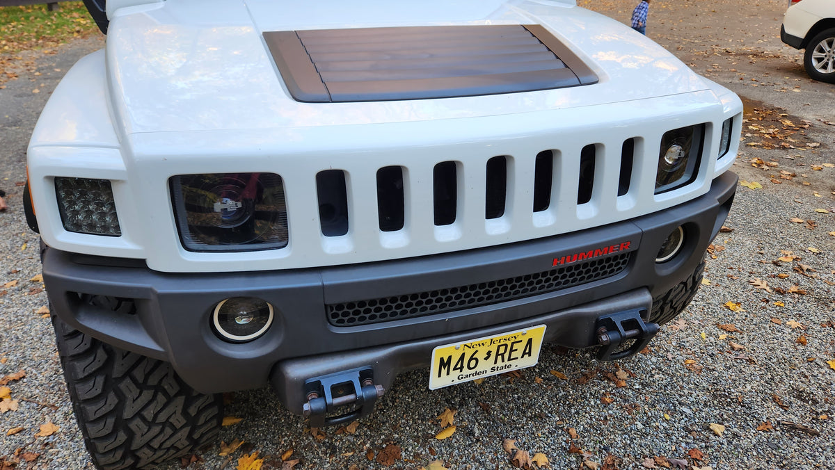 White Hummer H3 Green Headlights With Monster Shrouds