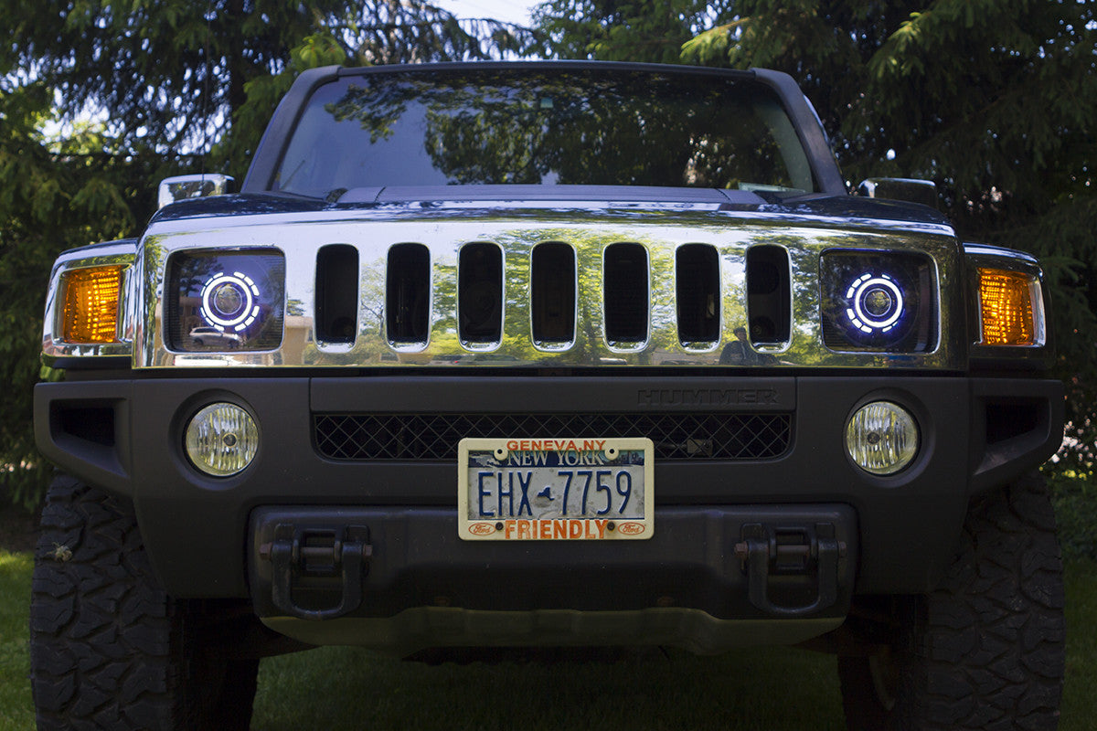 Black Hummer H3 Headlights With Monster Shrouds