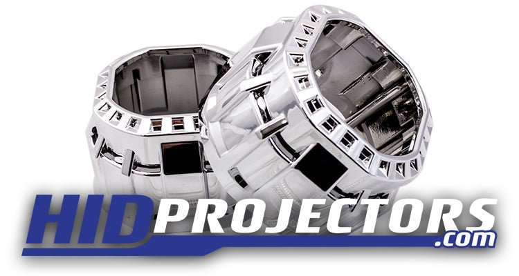 Square Mini Gatling Gun Shrouds - Chrome - HIDprojectors